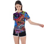 Psychedelic Trippy Hippie  Weird Art Asymmetrical Short Sleeve Sports T-Shirt