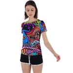 Psychedelic Trippy Hippie  Weird Art Back Circle Cutout Sports T-Shirt
