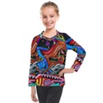 Psychedelic Trippy Hippie  Weird Art Kids  Long Mesh T-Shirt
