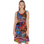 Psychedelic Trippy Hippie  Weird Art Knee Length Skater Dress With Pockets