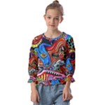 Psychedelic Trippy Hippie  Weird Art Kids  Cuff Sleeve Top