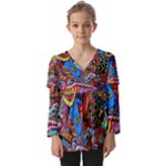 Psychedelic Trippy Hippie  Weird Art Kids  V Neck Casual Top