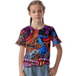 Psychedelic Trippy Hippie  Weird Art Kids  Cuff Sleeve Scrunch Bottom T-Shirt