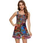 Psychedelic Trippy Hippie  Weird Art Ruffle Edge Bra Cup Chiffon Mini Dress