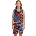 Psychedelic Trippy Hippie  Weird Art Kids  Basketball Mesh Set