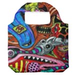 Psychedelic Trippy Hippie  Weird Art Premium Foldable Grocery Recycle Bag