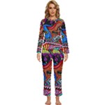Psychedelic Trippy Hippie  Weird Art Womens  Long Sleeve Lightweight Pajamas Set