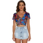 Psychedelic Trippy Hippie  Weird Art V-Neck Crop Top