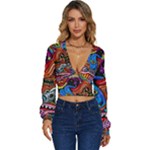 Psychedelic Trippy Hippie  Weird Art Long Sleeve Deep-V Velour Top