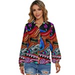 Psychedelic Trippy Hippie  Weird Art Women s Long Sleeve Button Up Shirt