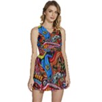 Psychedelic Trippy Hippie  Weird Art Sleeveless High Waist Mini Dress