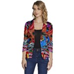 Psychedelic Trippy Hippie  Weird Art Women s One-Button 3/4 Sleeve Short Jacket