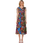 Psychedelic Trippy Hippie  Weird Art V-Neck Drawstring Shoulder Sleeveless Maxi Dress