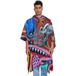 Psychedelic Trippy Hippie  Weird Art Men s Hooded Rain Ponchos