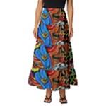 Psychedelic Trippy Hippie  Weird Art Tiered Ruffle Maxi Skirt