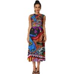 Psychedelic Trippy Hippie  Weird Art Sleeveless Round Neck Midi Dress
