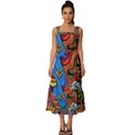 Psychedelic Trippy Hippie  Weird Art Square Neckline Tiered Midi Dress