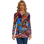 Psychedelic Trippy Hippie  Weird Art Long Sleeve Drawstring Hooded Top