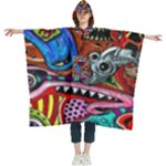 Psychedelic Trippy Hippie  Weird Art Women s Hooded Rain Ponchos