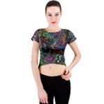 Trippy Dark Psychedelic Crew Neck Crop Top