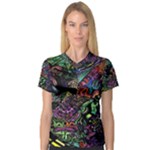 Trippy Dark Psychedelic V-Neck Sport Mesh T-Shirt