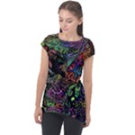 Trippy Dark Psychedelic Cap Sleeve High Low Top