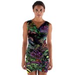 Trippy Dark Psychedelic Wrap Front Bodycon Dress