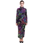 Trippy Dark Psychedelic Turtleneck Maxi Dress