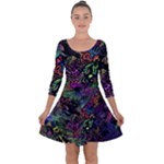 Trippy Dark Psychedelic Quarter Sleeve Skater Dress
