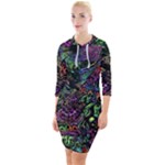 Trippy Dark Psychedelic Quarter Sleeve Hood Bodycon Dress