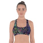 Trippy Dark Psychedelic Cross Back Sports Bra