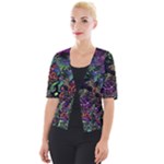 Trippy Dark Psychedelic Cropped Button Cardigan
