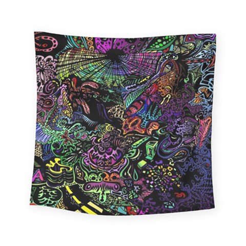 Trippy Dark Psychedelic Square Tapestry (Small) from ArtsNow.com