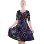 Trippy Dark Psychedelic Quarter Sleeve A-Line Dress