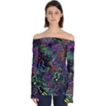 Trippy Dark Psychedelic Off Shoulder Long Sleeve Top