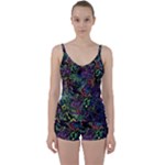 Trippy Dark Psychedelic Tie Front Two Piece Tankini