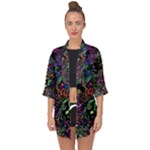 Trippy Dark Psychedelic Open Front Chiffon Kimono