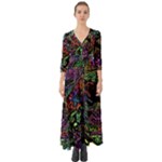 Trippy Dark Psychedelic Button Up Boho Maxi Dress