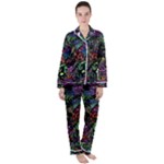 Trippy Dark Psychedelic Women s Long Sleeve Satin Pajamas Set	