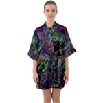 Trippy Dark Psychedelic Half Sleeve Satin Kimono 