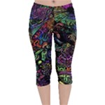 Trippy Dark Psychedelic Velvet Capri Leggings 