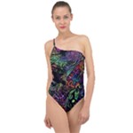 Trippy Dark Psychedelic Classic One Shoulder Swimsuit