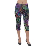 Trippy Dark Psychedelic Lightweight Velour Capri Leggings 
