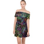 Trippy Dark Psychedelic Off Shoulder Chiffon Dress