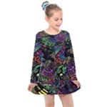 Trippy Dark Psychedelic Kids  Long Sleeve Dress