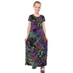 Trippy Dark Psychedelic Kids  Short Sleeve Maxi Dress