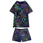 Trippy Dark Psychedelic Kids  Swim T-Shirt and Shorts Set