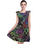 Trippy Dark Psychedelic Tie Up Tunic Dress