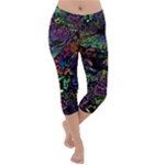 Trippy Dark Psychedelic Lightweight Velour Capri Yoga Leggings