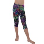 Trippy Dark Psychedelic Kids  Lightweight Velour Capri Leggings 